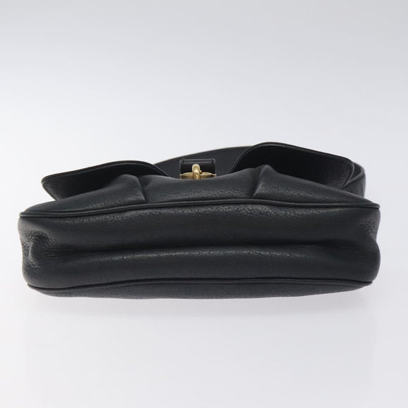 Salvatore Ferragamo Gancini Shoulder Bag Leather Black Gold Auth 127449