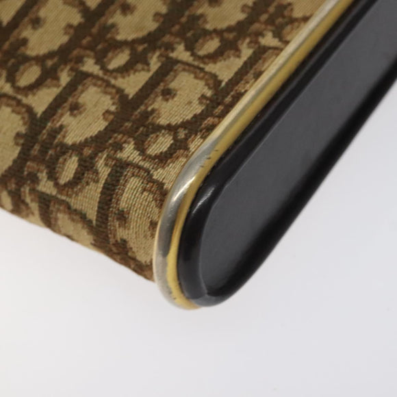 Christian Dior Trotter Canvas Shoulder Bag Brown Gold Auth 127452