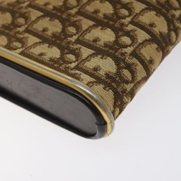 Christian Dior Trotter Canvas Shoulder Bag Brown Gold Auth 127452