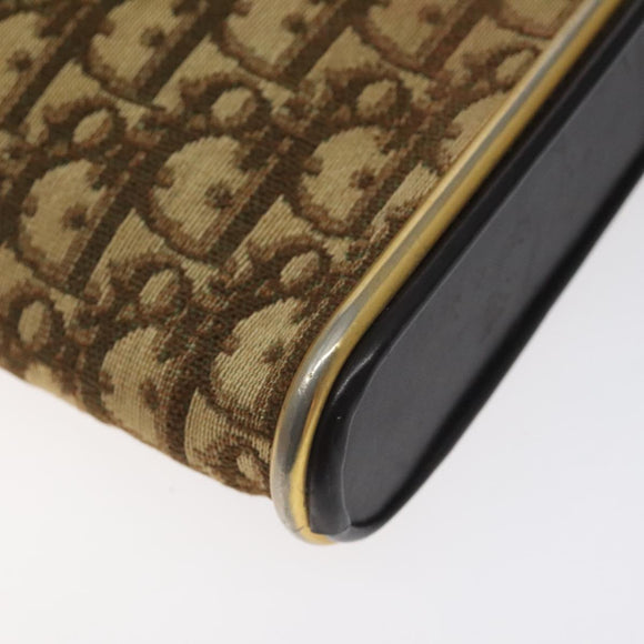 Christian Dior Trotter Canvas Shoulder Bag Brown Gold Auth 127452