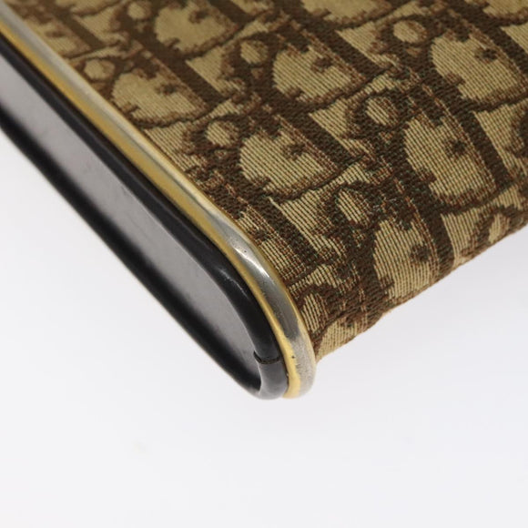 Christian Dior Trotter Canvas Shoulder Bag Brown Gold Auth 127452