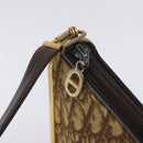 Christian Dior Trotter Canvas Shoulder Bag Brown Gold Auth 127452-10