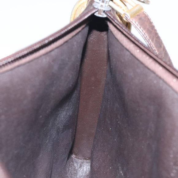Christian Dior Trotter Canvas Shoulder Bag Brown Gold Auth 127452