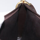 Christian Dior Trotter Canvas Shoulder Bag Brown Gold Auth 127452-18