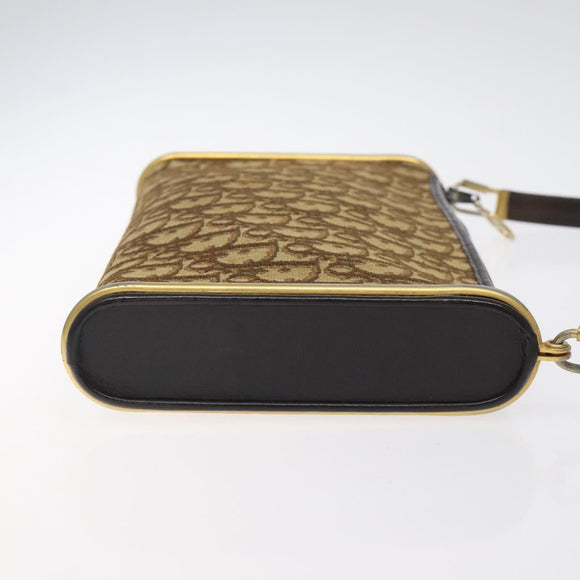 Christian Dior Trotter Canvas Shoulder Bag Brown Gold Auth 127452