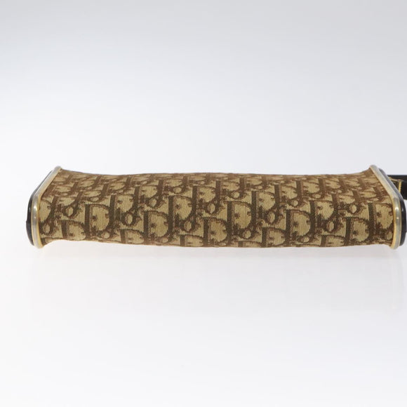 Christian Dior Trotter Canvas Shoulder Bag Brown Gold Auth 127452