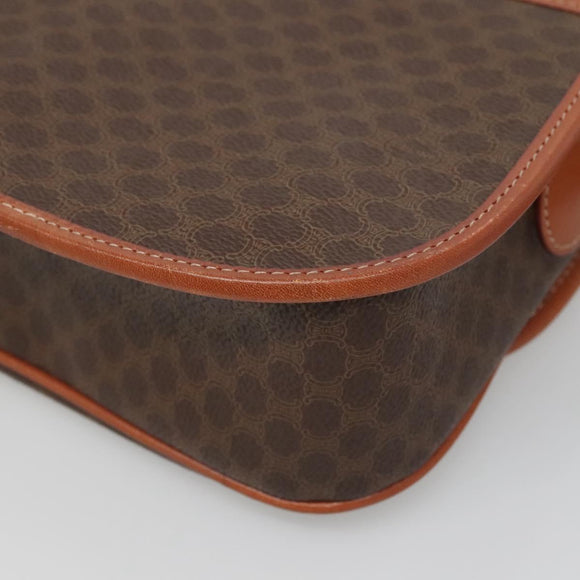 CELINE Macadam Canvas Shoulder Bag PVC Brown Gold Auth 127455