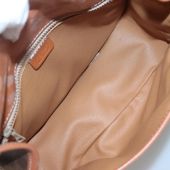 CELINE Macadam Canvas Shoulder Bag PVC Brown Gold Auth 127455