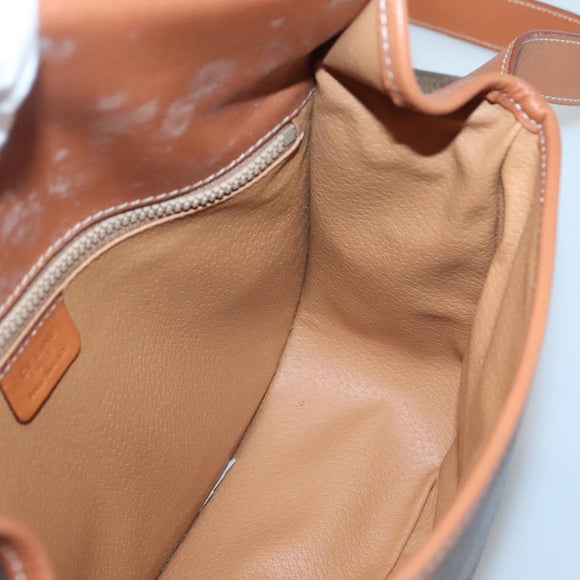 CELINE Macadam Canvas Shoulder Bag PVC Brown Gold Auth 127455
