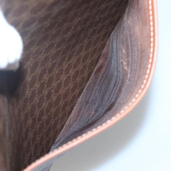 CELINE Macadam Canvas Shoulder Bag PVC Brown Gold Auth 127455