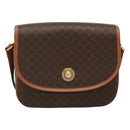 CELINE Macadam Canvas Shoulder Bag PVC Brown Gold Auth 127455-2