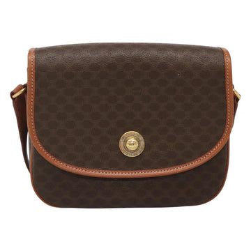 CELINE Macadam Canvas Shoulder Bag PVC Brown Gold Auth 127455 - 0