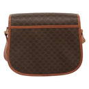 CELINE Macadam Canvas Shoulder Bag PVC Brown Gold Auth 127455-3