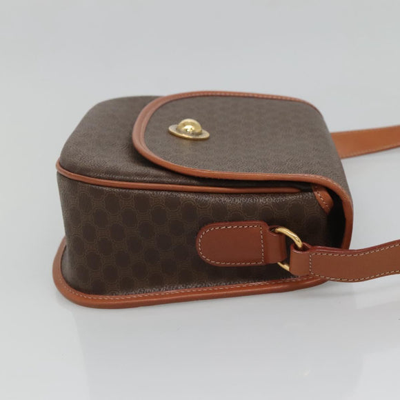 CELINE Macadam Canvas Shoulder Bag PVC Brown Gold Auth 127455
