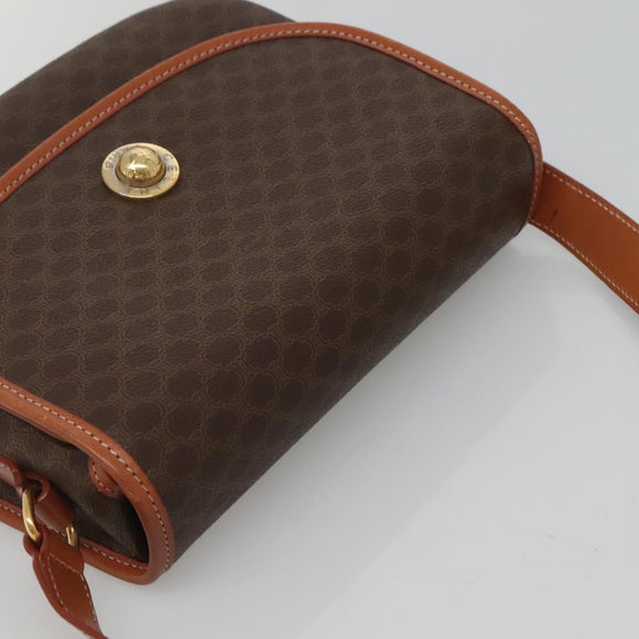 CELINE Macadam Canvas Shoulder Bag PVC Brown Gold Auth 127455