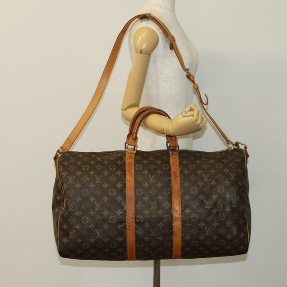 LOUIS VUITTON Monogram Keepall Bandouliere 55 Boston Bag M41414 LV Auth 127459