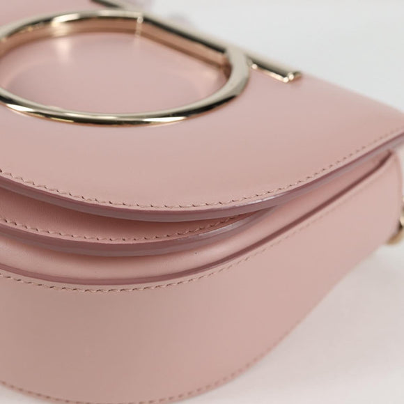 Salvatore Ferragamo Gancini Shoulder Bag Leather Pink Gold Auth 127475M