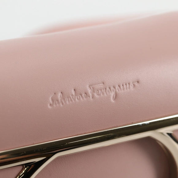 Salvatore Ferragamo Gancini Shoulder Bag Leather Pink Gold Auth 127475M