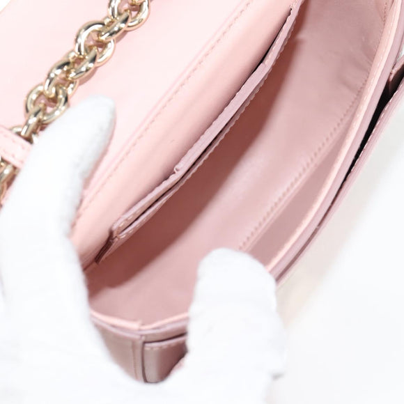 Salvatore Ferragamo Gancini Shoulder Bag Leather Pink Gold Auth 127475M