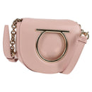 Salvatore Ferragamo Gancini Shoulder Bag Leather Pink Gold Auth 127475M-1