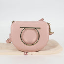 Salvatore Ferragamo Gancini Shoulder Bag Leather Pink Gold Auth 127475M-12