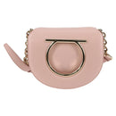 Salvatore Ferragamo Gancini Shoulder Bag Leather Pink Gold Auth 127475M-13