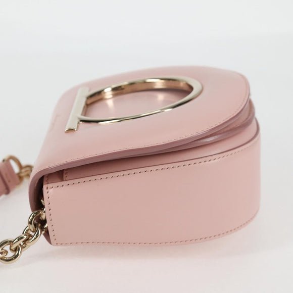 Salvatore Ferragamo Gancini Shoulder Bag Leather Pink Gold Auth 127475M