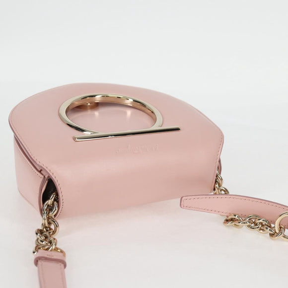 Salvatore Ferragamo Gancini Shoulder Bag Leather Pink Gold Auth 127475M