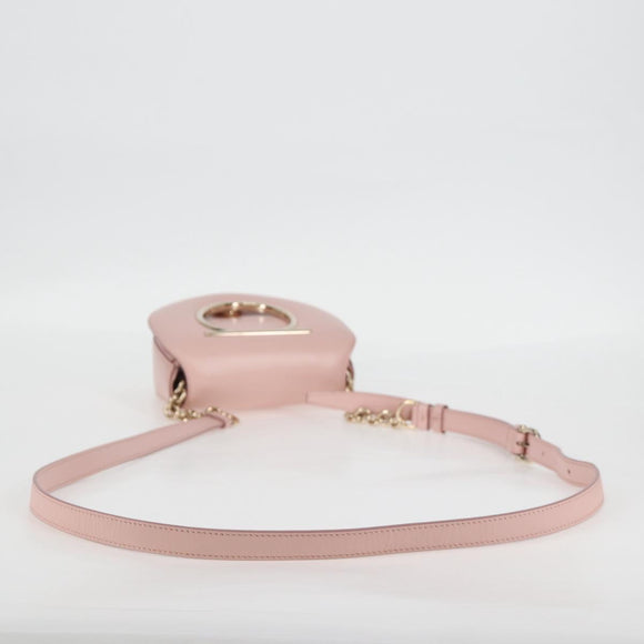 Salvatore Ferragamo Gancini Shoulder Bag Leather Pink Gold Auth 127475M