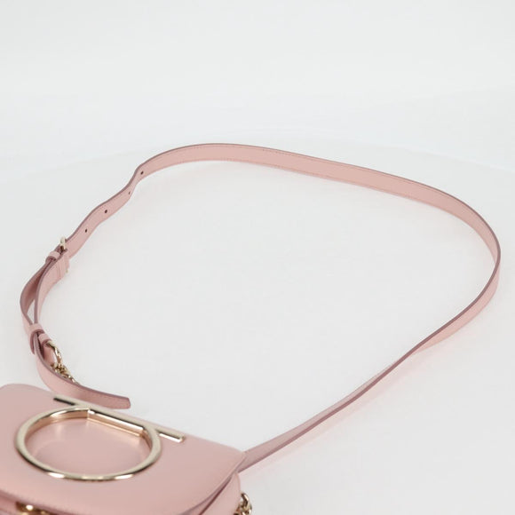 Salvatore Ferragamo Gancini Shoulder Bag Leather Pink Gold Auth 127475M