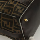 FENDI Zucca Canvas Hand Bag 2way Black Brown gold Auth 127476-8