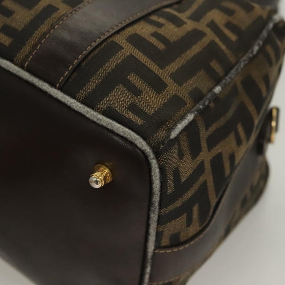 FENDI Zucca Canvas Hand Bag 2way Black Brown gold Auth 127476