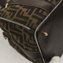 FENDI Zucca Canvas Hand Bag 2way Black Brown gold Auth 127476-27