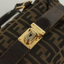 FENDI Zucca Canvas Hand Bag 2way Black Brown gold Auth 127476-20