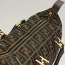 FENDI Zucca Canvas Hand Bag 2way Black Brown gold Auth 127476-10