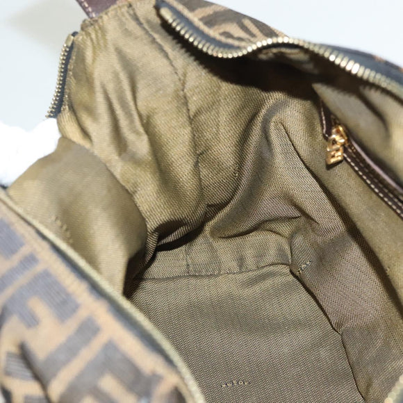 FENDI Zucca Canvas Hand Bag 2way Black Brown gold Auth 127476