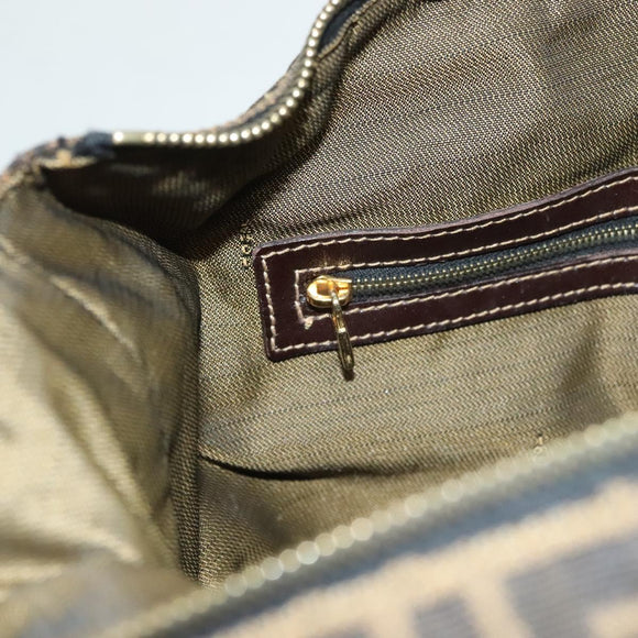 FENDI Zucca Canvas Hand Bag 2way Black Brown gold Auth 127476