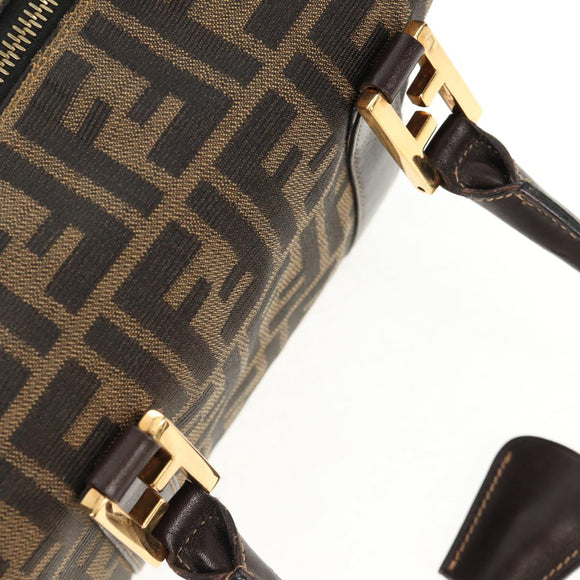FENDI Zucca Canvas Hand Bag 2way Black Brown gold Auth 127476