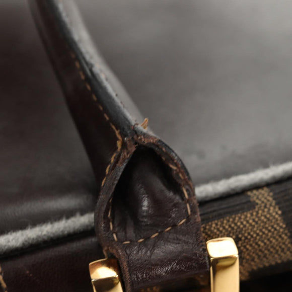 FENDI Zucca Canvas Hand Bag 2way Black Brown gold Auth 127476