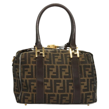 FENDI Zucca Canvas Hand Bag 2way Black Brown gold Auth 127476 - 0