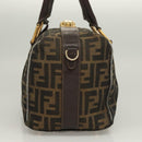FENDI Zucca Canvas Hand Bag 2way Black Brown gold Auth 127476-3