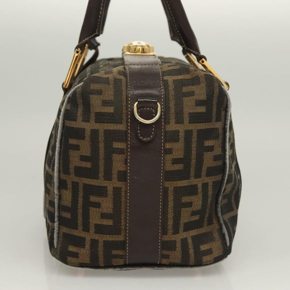 FENDI Zucca Canvas Hand Bag 2way Black Brown gold Auth 127476