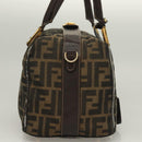 FENDI Zucca Canvas Hand Bag 2way Black Brown gold Auth 127476-4