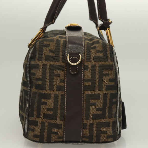 FENDI Zucca Canvas Hand Bag 2way Black Brown gold Auth 127476