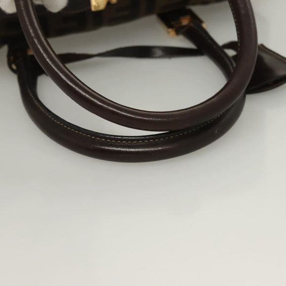 FENDI Zucca Canvas Hand Bag 2way Black Brown gold Auth 127476