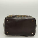 FENDI Zucca Canvas Hand Bag 2way Black Brown gold Auth 127476-5