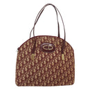 Christian Dior Trotter Canvas Shoulder Bag Red Gold Auth 127478-1