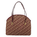 Christian Dior Trotter Canvas Shoulder Bag Red Gold Auth 127478-2