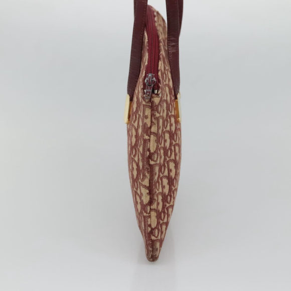 Christian Dior Trotter Canvas Shoulder Bag Red Gold Auth 127478