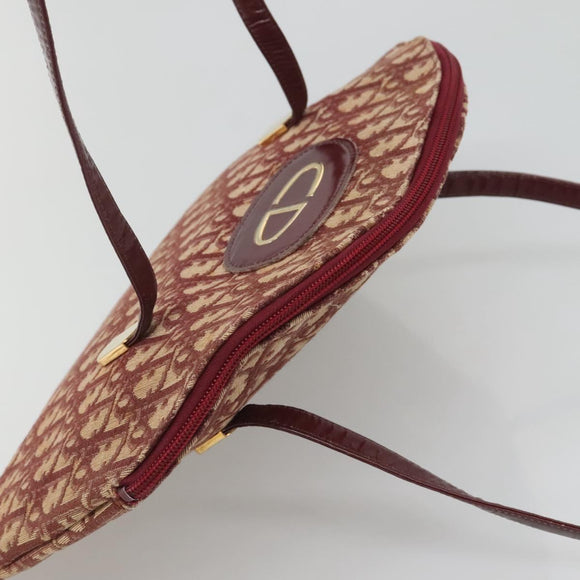 Christian Dior Trotter Canvas Shoulder Bag Red Gold Auth 127478